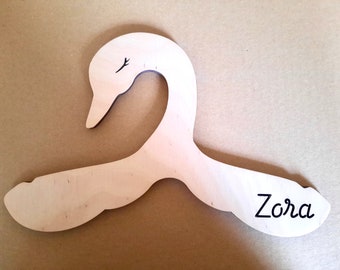 Wooden unique clothes hanger for children / Massive hanger for little girls in 6 mm thickness / Swab shape child hanger /Girl clothes hanger
