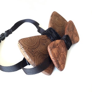 Father&Son" wooden bowtie set / Made of solid walnut wood / With laser engraved circles pattern image 7