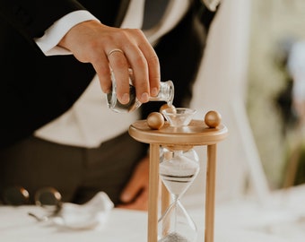 Temporizador de ceremonia de arena dorada: recuerdo de boda personalizado