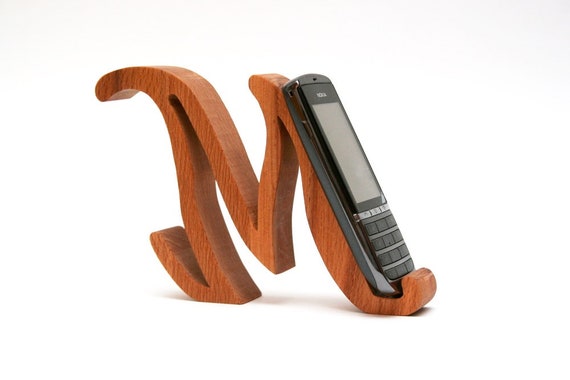 Porta cellulare in legno con lettera M / Porta cellulare con lettera in  legno / Legno duro di faggio -  Italia