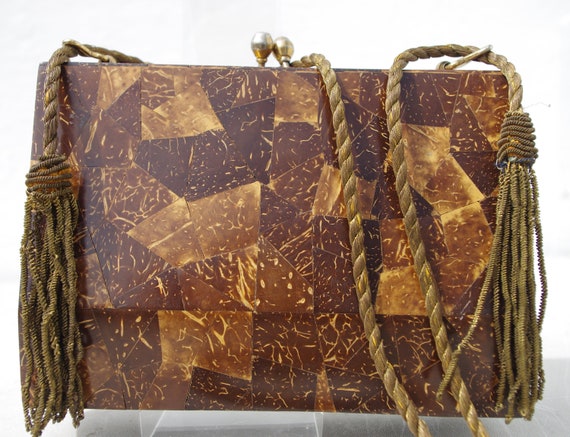 RARE 1930s Cork Evening Handbag Clutch