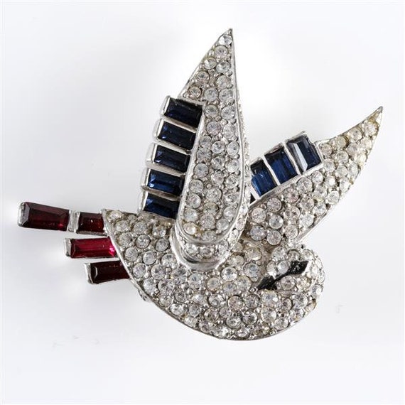 Rare Vintage Mazer Crystal Rhinestone Patriotic Do