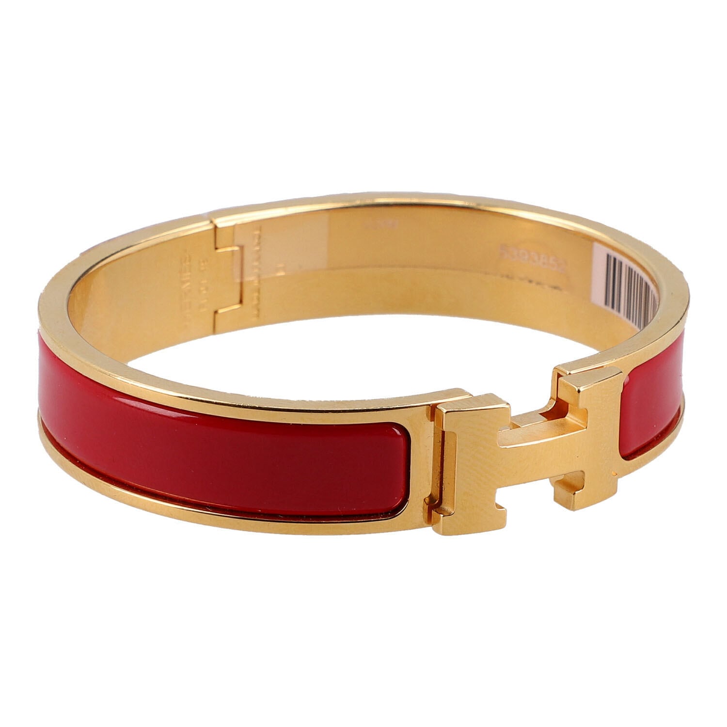Authentic Vintage Hermes Clic Clac H Red Enamel Bracelet, Hinged Bracelet