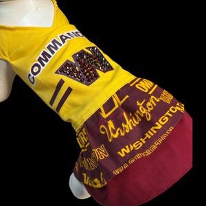 washington commanders jersey dress Women's Refried Apparel Gold Sleeveless Tank an NFL shield at the V Jonathan Allen Washington Commanders Men's