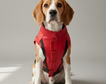 Traje para mascotas hecho a mano inspirado en la chaqueta Triller de Michael Jackson.