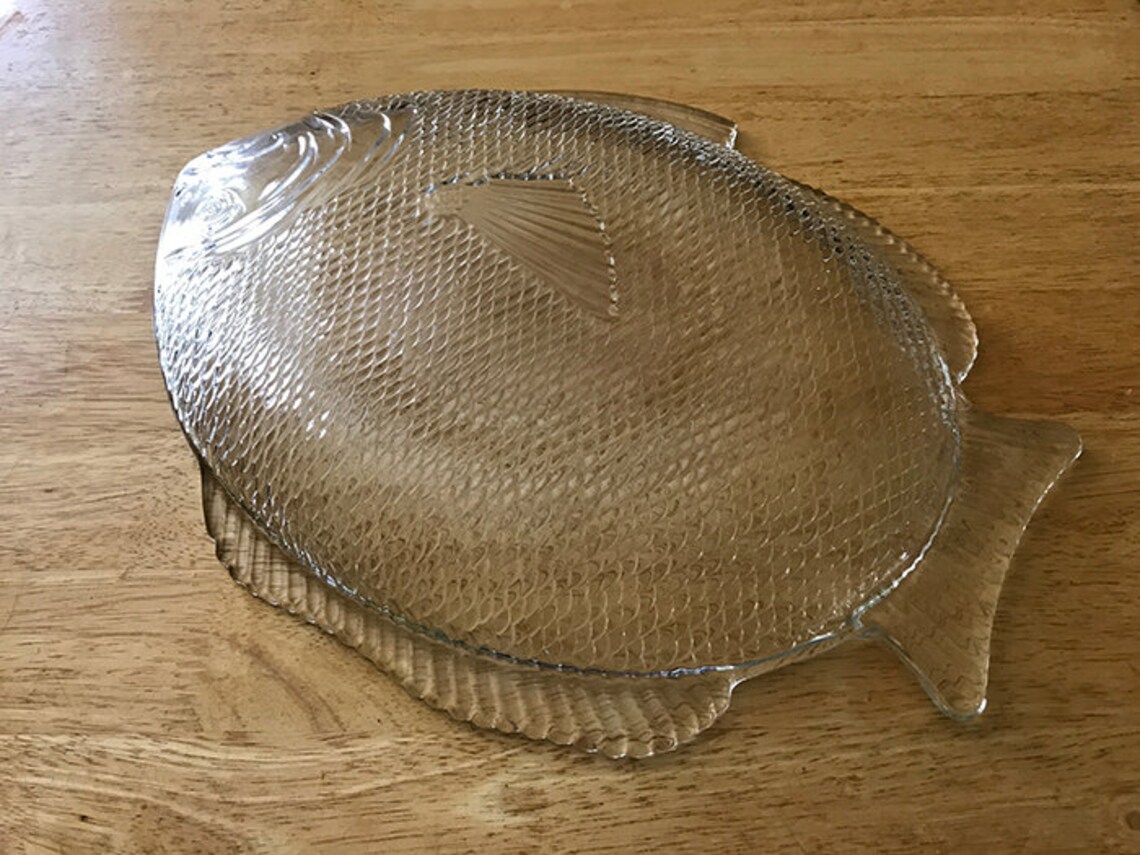 Glass FISH Shaped Serving Platter TrayFun tableware serving Etsy