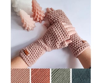 Vingerloze handschoenen - handwarmers van Merinowol - gehaakte armwarmers 100% wol - polswarmers diverse kleuren