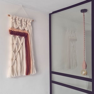 Macramé Merino wool tapestry - sliver wool wallhanging - unique wall decoration - eyecatcher - wall hanger wool