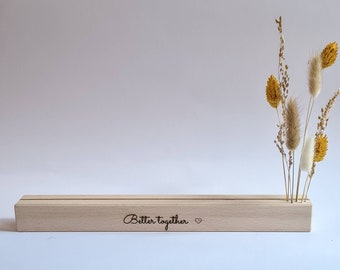 Large customizable card holder + dried flower holder - big photo holder with your own text - cardholder personalized with name, date