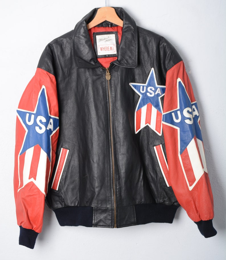 Michael Hoban College Jacket Varsity Leather 90s - Michael Hoban Leather Jacket Michael Hoban College Jacket Varsity Leather 90s - Michael Hoban Leather Jacket