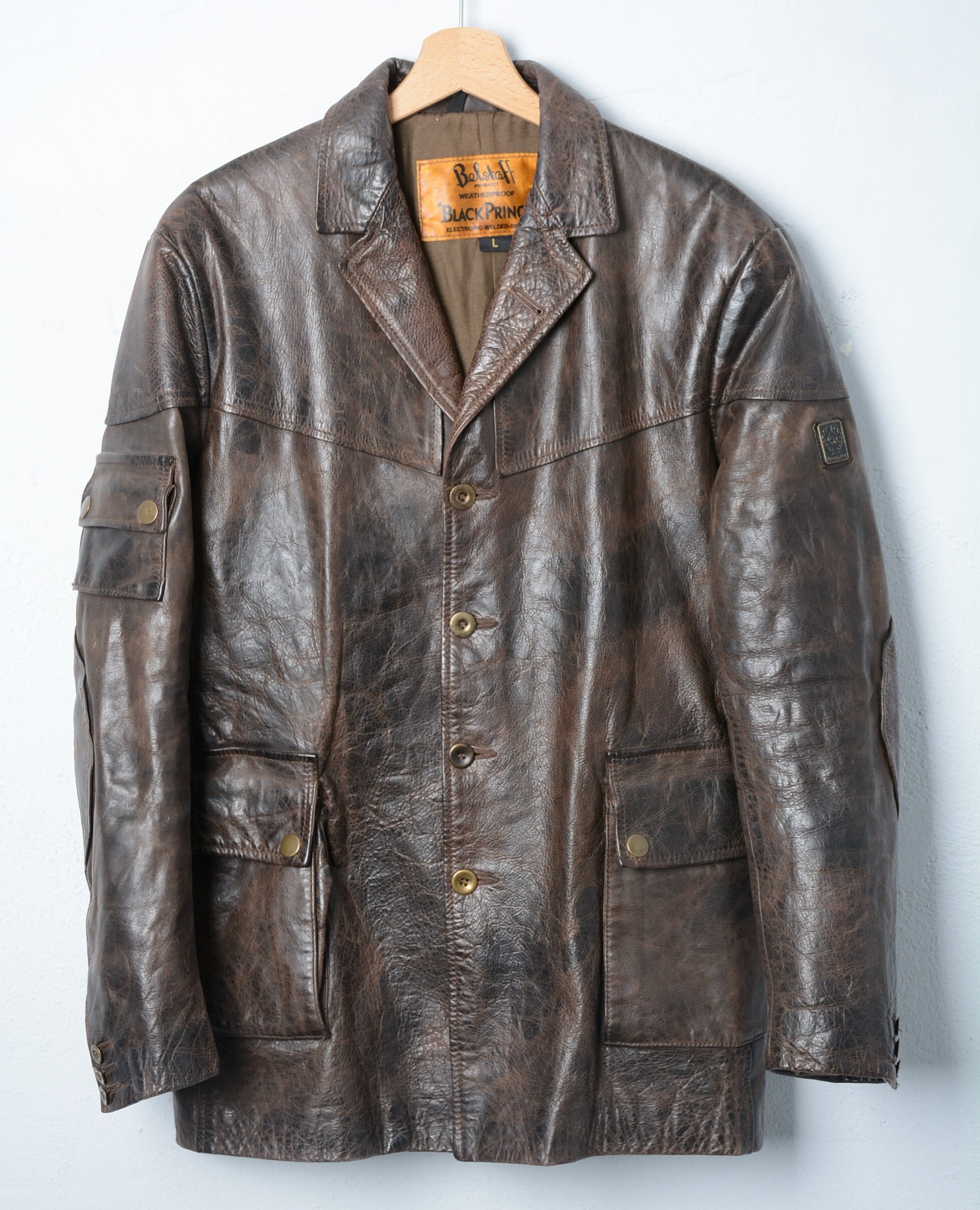 Belstaff Black Prince Leather Jacket Tg L E317