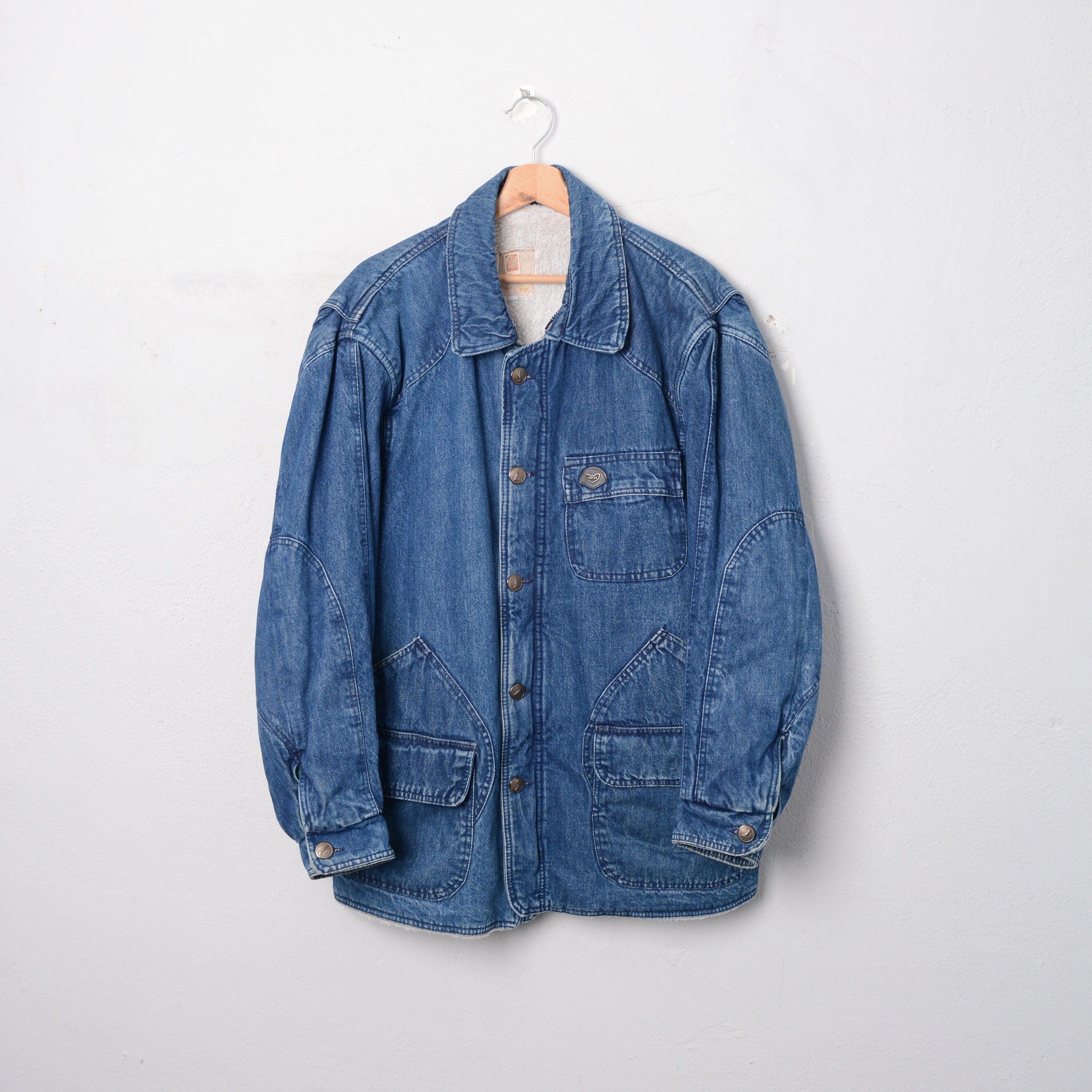 Vintage Pop 84 sherpa jeans jacket. Giubbotto sherpa - Depop