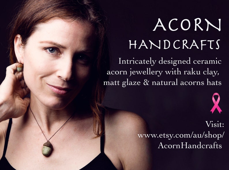Ceramic acorn necklace /& earrings set