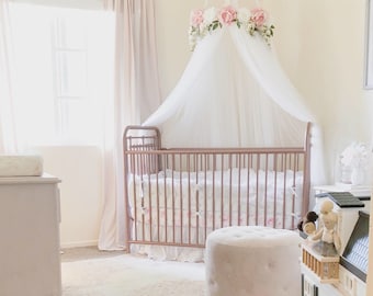 Aurora Canopy - Serene Floral Crib Canopy // Bed Crown // Floral Mobile // Nursery Decor // Teepee // Baby Shower Gift // Pink Peonies