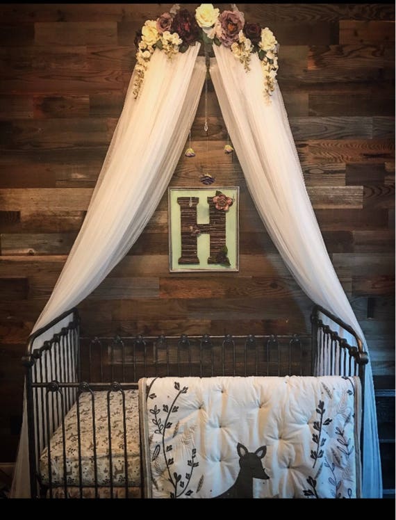 Serene Floral Purple and White Flower Crib or Bed Canopy Crown