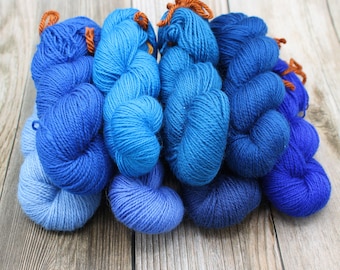 Half Pound of Blue Gradient Mini Handspun Yarn Set