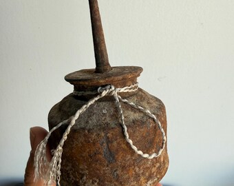 Primitive Metal Oil Can | Vintage Farmhouse Oiler, Rustic Cabin Decor