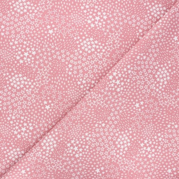 Tissu Anggun coton imprimé étoiles Oeko-tex rose et blanc