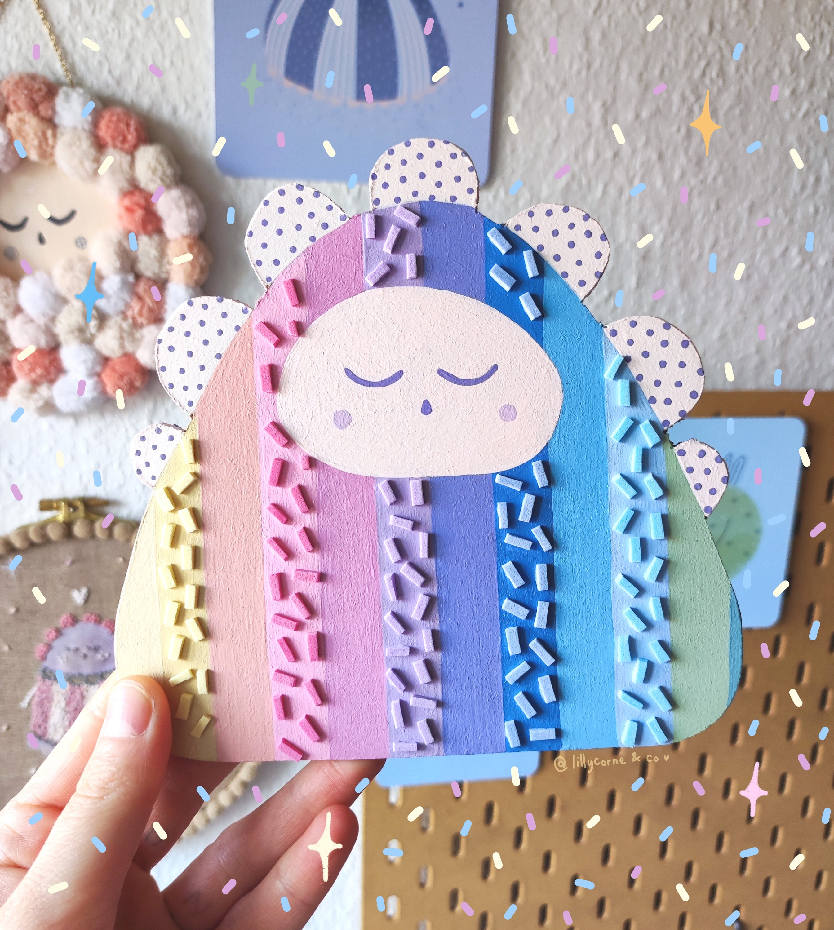 Décoration Murale sur Bois Multicolore Monstre Confettis