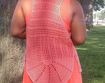 Sundial Vest, DK Weight, Vest, Camisole, Tank, Slipover, Crochet Pattern, Easy Crochet Pattern PDF