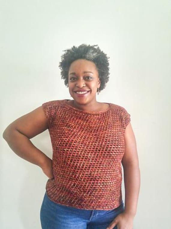 dosa　 TUNISIAN TOP Dosa Tunisian Top (Sz 2 = S/M) Crinkled 100% Silk Long Sleeve