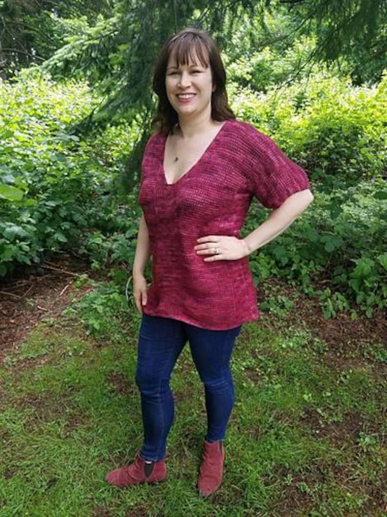Tunisian Comfort Tee Pattern PDF - V Neck & Positive Ease - Intermediate