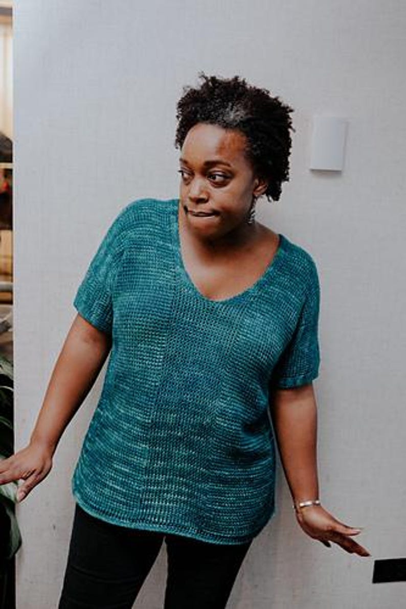 Tunisian Comfort Tee Pattern PDF - V Neck & Positive Ease - Intermediate