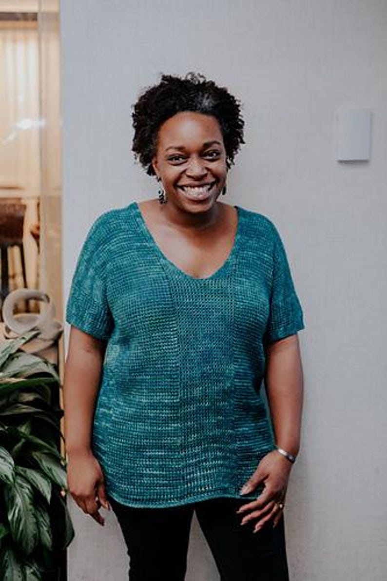 Tunisian Comfort Tee Pattern PDF - V Neck & Positive Ease - Intermediate