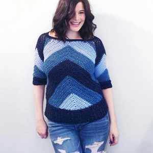 My Favorite Jeans Top// Easy Spring Graphic Chevron Crochet Top Pattern Plus Size image 1