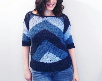 My Favorite Jeans Top// Easy Spring Graphic Chevron Crochet Top Pattern Plus Size