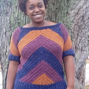 My Favorite Jeans Top// Easy Spring Graphic Chevron Crochet Top Pattern Plus Size
