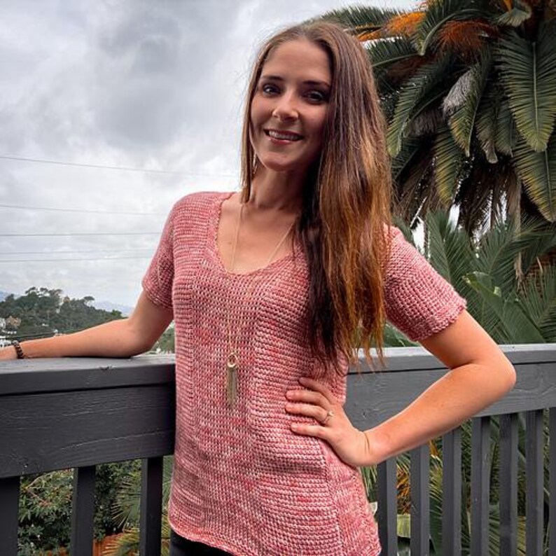 Tunisian Comfort Tee Pattern PDF - V Neck & Positive Ease - Intermediate