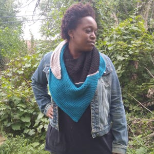Tunisian Curve Scarf Crochet Pattern // Crochet PDF Pattern Beginner Friendly Tunisian Crochet Light Shawl Color Block Scarf Simple  Wrap