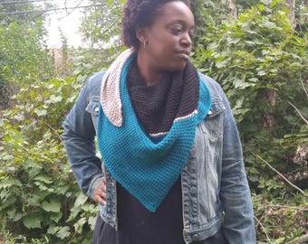 Tunisian Curve Scarf Crochet Pattern // Crochet PDF Pattern Beginner Friendly Tunisian Crochet Light Shawl Color Block Scarf Simple  Wrap