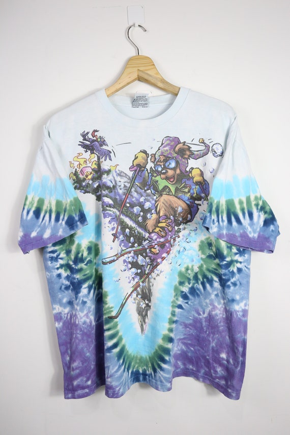 Vintage liquid blue Greatful Dead Skiing Bear (XL)