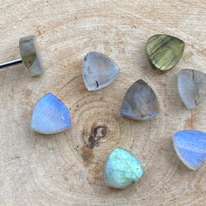 Labradorite cartilage stud | 16G forward helix | triangle conch earring | titanium tragus labret | 1.2mm screw back barbell | lobe jewellery