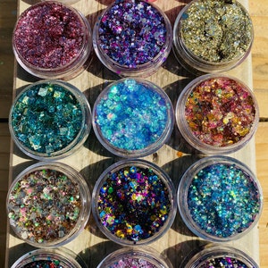 Face and body glitter | festival glitter gel | glitter hair | music festival make up | ready to use glitter | party glitter gel