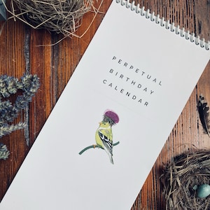 Perpetual Birthday Calendar, birthday calendar, calendar, date organizer, Manitoba bird calendar