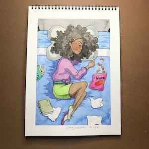 Crisis - Pintura original de acuarela sobre papel, pintura de 9x12", arte afroamericano