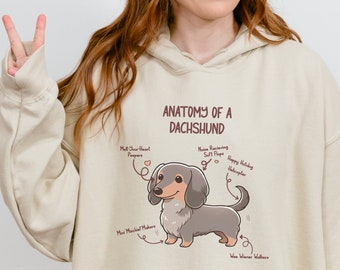 Dachshund Anatomy Hoodie : Perfect Gift for Doxxie Lovers , Dog Moms , and Dads an Adorable Sausage Dog Lover a Large Dog Hoodie