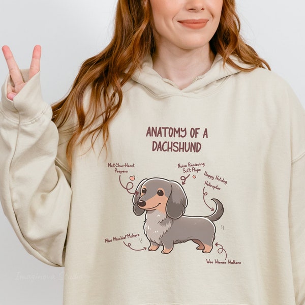 Dachshund Anatomy Hoodie : Perfect Gift for Doxxie Lovers , Dog Moms , and Dads an Adorable Sausage Dog Lover a Large Dog Hoodie