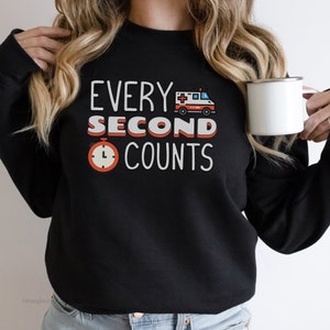 Every Second Counts Pullover - Weewoo Ambulance Sweatshirt Celebrating the Bravery of Ambulance Drivers and First Responders