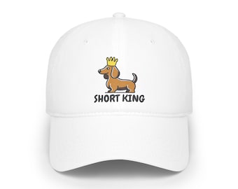 Short King Dachshund Hat with Crown Humorous Gift for Him - Perfect for Short Boyfriends or Husbands, Meme-inspired Dachshund Lover's Cap