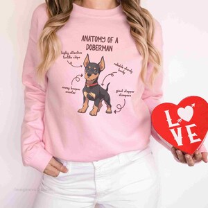 Jersey de anatomía de un dóberman, Jersey retro con cara de dóberman y sudadera para amantes de los perros, Bonitos dichos para nuevos dueños de perros y mamás Dobie