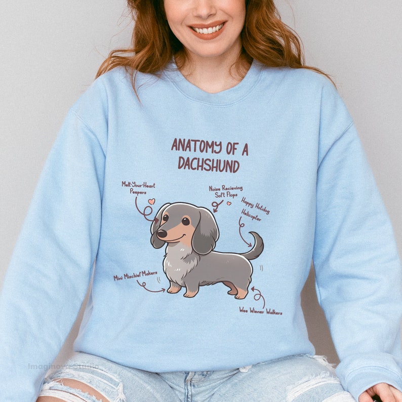Dachshund Lover's Delight Sweatshirt: The Perfect gift for Sausage Dog Owners & Enthusiasts Light Blue
