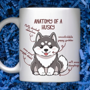 Anatomy of a Husky Coffee Cup: A Comical Mug with Clever Sayings, Dog Lover Gift for Siberian Husky Moms