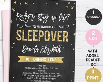 pajama party invite etsy