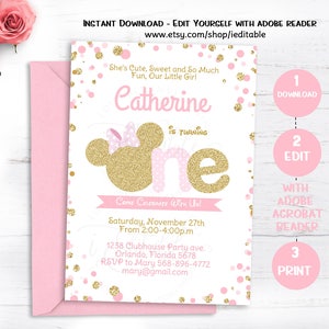Minnie Mouse Birthday Invitation Etsy