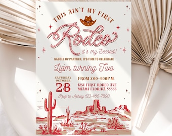 First Rodeo birthday invitation Editable 2nd Rodeo Invite Boy Cowboy Wild West Western Any Age Template Printable Digital Download