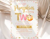 Pumpkin Invitation Editable Pumpkin Twin Second birthday Invite 2nd Fall Invitation Joint party Printable Template Digital Download